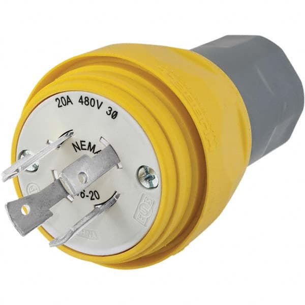 Hubbell Wiring Device-Kellems - 3-Phase Delta 480 VAC 20A NEMA L16-20P Industrial Twist Lock Plug - USA Tool & Supply
