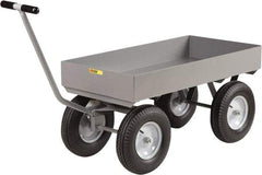 Little Giant - 3,500 Lb Capacity Steel Wagon Truck - Steel Deck, 30" OAW, 60" Platform Length x 18-1/2" Platform Height, Mold On Rubber Casters - USA Tool & Supply