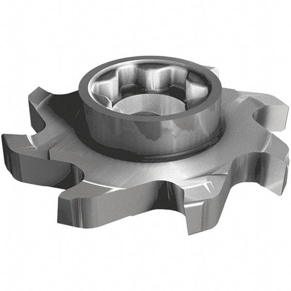 Iscar - SD D Grade IC908 Carbide T-Slot Milling Tip Insert - TiAlN/TiN Finish, 8 Flutes, 1.238" Cutting Diam, 0.315" Depth of Cut, 0.315" Extension, 0.016" Cnr Rad - USA Tool & Supply