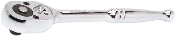 Crescent - 1/4" Drive Pear Head Quick-Release Ratchet - Full Polish Chrome Finish, 7" OAL, 72 Gear Teeth - USA Tool & Supply