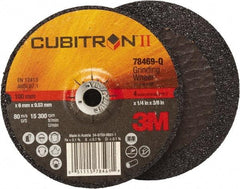 3M - 36 Grit, 4" Wheel Diam, 1/4" Wheel Thickness, 3/8" Arbor Hole, Type 27 Depressed Center Wheel - Coarse Grade, Ceramic, Resinoid Bond, Q Hardness, 15,000 Max RPM, Compatible with Angle Grinder - USA Tool & Supply