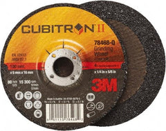3M - 36 Grit, 4" Wheel Diam, 1/4" Wheel Thickness, 5/8" Arbor Hole, Type 27 Depressed Center Wheel - Coarse Grade, Ceramic, Resinoid Bond, Q Hardness, 15,000 Max RPM, Compatible with Angle Grinder - USA Tool & Supply