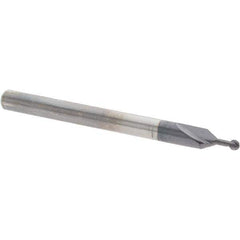 Accupro - 1/16" Diam, 0.053" LOC, 2 Flute Solid Carbide Ball End Mill - nACo Finish, Single End, 1-1/2" OAL, 1/8" Shank Diam, Undercutting - USA Tool & Supply