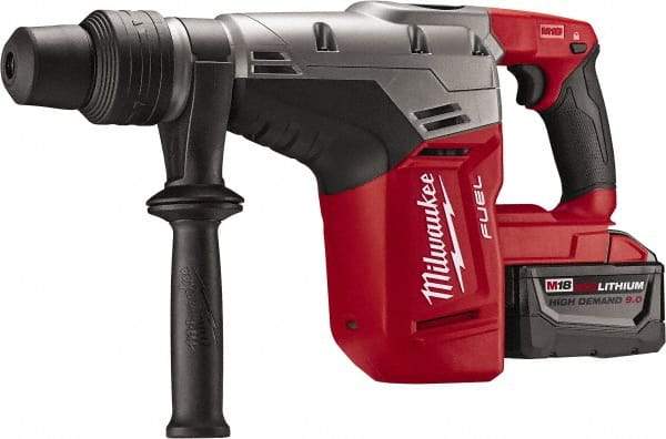 Milwaukee Tool - 18 Volt 1-9/16" SDS Max Chuck Cordless Rotary Hammer - 0 to 3,000 BPM, 0 to 450 RPM, Reversible - USA Tool & Supply