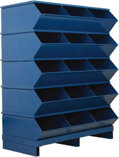 Stackbin - 5 Bin, Shelving Unit with Openings & Base - 37" Wide x 46-7/8" High - USA Tool & Supply