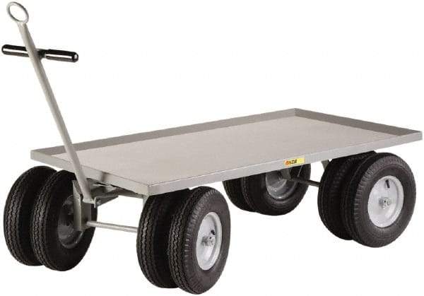 Little Giant - 3,000 Lb Capacity Steel 8 Wheeler Wagon Truck - Steel Deck, 30" OAW, 60" Platform Length x 18-1/4" Platform Height, Pneumatic Casters - USA Tool & Supply