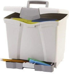 Storex - 1 Compartment, 14" Wide x 14-1/2" High x 11-1/4" Deep, File Storage Boxes - Plastic, Black - USA Tool & Supply