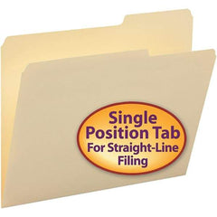 SMEAD - 11-5/8 x 9-1/2", Letter Size, Manila, File Folders with Top Tab - 11 Point Stock, Right of Center Tab Cut Location - USA Tool & Supply