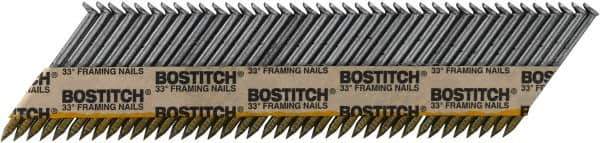 Stanley Bostitch - 12 Gauge 0.113" Shank Diam 2" Long Framing Nails for Power Nailers - Steel, Bright Finish, Smooth Shank, Angled Stick Paper Tape Collation, Round Head - USA Tool & Supply