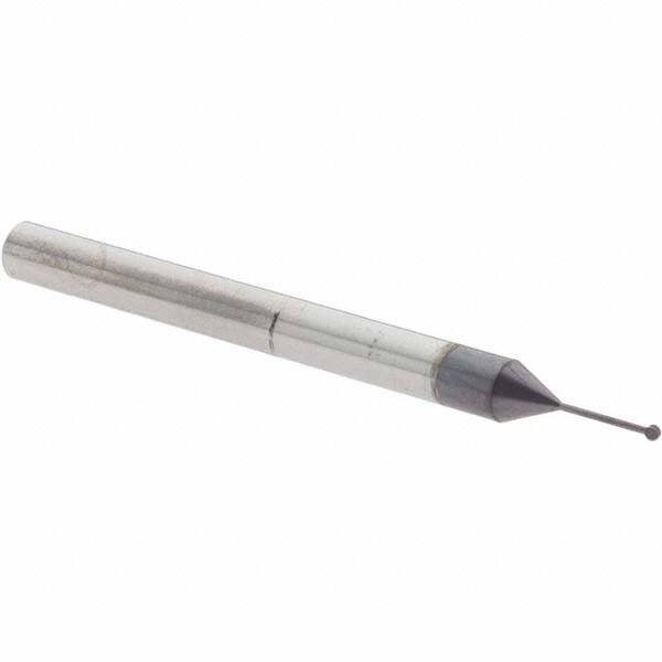 Accupro - 1/32" Diam, 0.027" LOC, 2 Flute Solid Carbide Ball End Mill - nACo Finish, Single End, 1-1/2" OAL, 1/8" Shank Diam, Undercutting - USA Tool & Supply