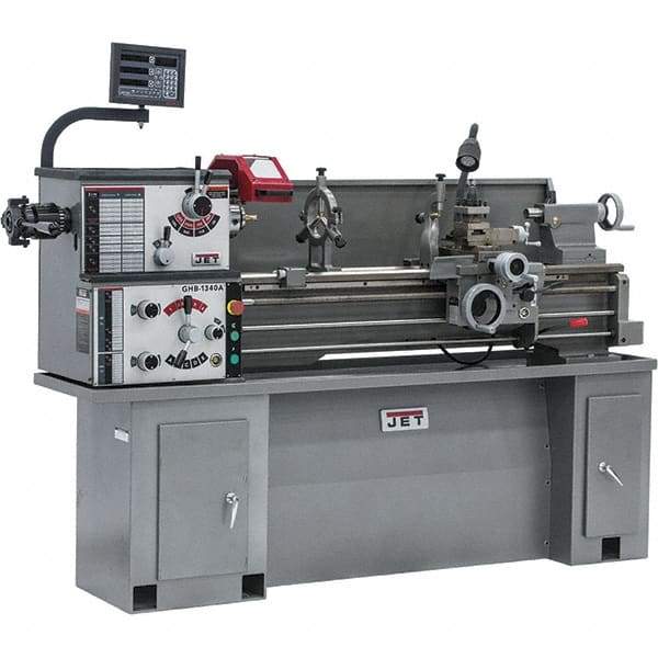 Jet - 13" Swing, 43" Between Centers, 230 Volt, Single Phase Bench Lathe - 2 hp, 70 to 2,000 RPM, 1-3/8" Bore Diam, 28-1/2" Deep x 30" High x 79" Long - USA Tool & Supply