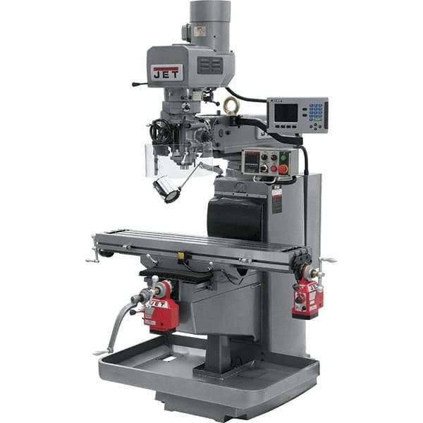 Jet - 10" Table Width x 50" Table Length, Electronic Variable Speed Control, 3 Phase Knee Milling Machine - 3 hp - USA Tool & Supply