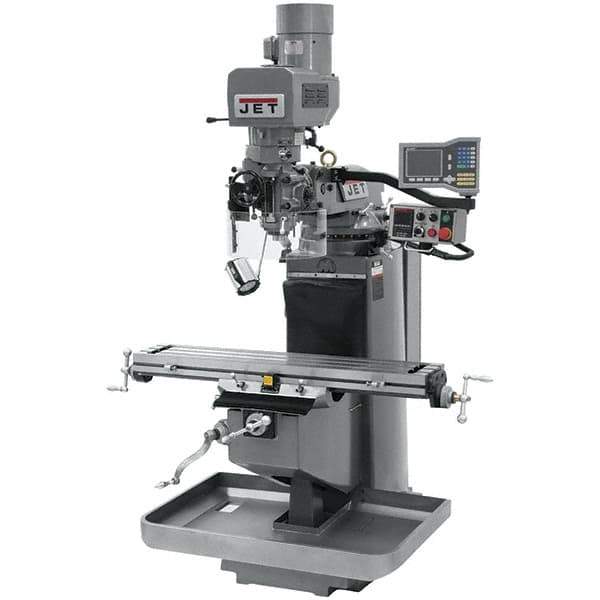 Jet - 9" Table Width x 49" Table Length, Electronic Variable Speed Control, 3 Phase Knee Milling Machine - 3 hp - USA Tool & Supply