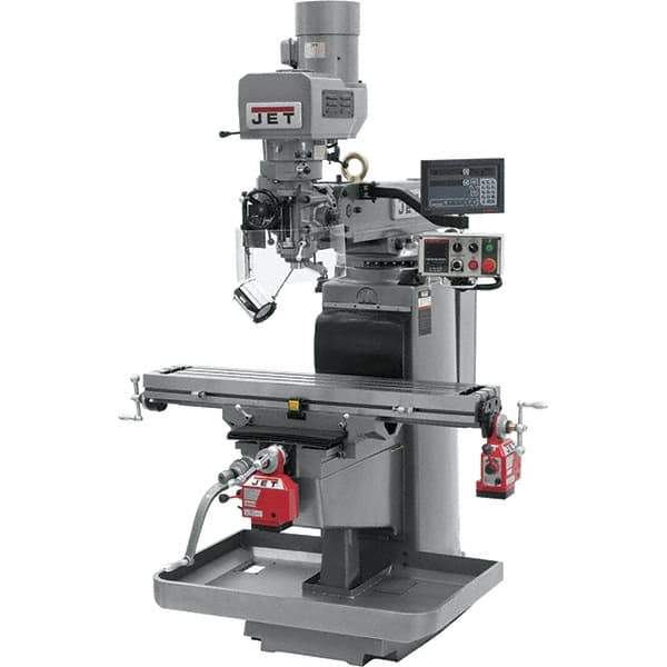 Jet - 10" Table Width x 50" Table Length, Electronic Variable Speed Control, 3 Phase Knee Milling Machine - 3 hp - USA Tool & Supply