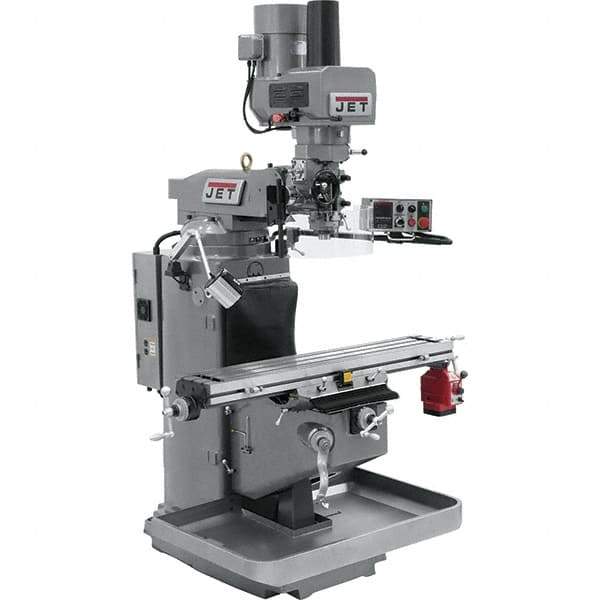 Jet - 9" Table Width x 49" Table Length, Electronic Variable Speed Control, 3 Phase Knee Milling Machine - 3 hp - USA Tool & Supply