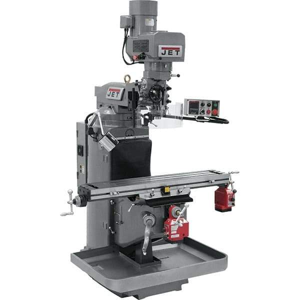 Jet - 9" Table Width x 49" Table Length, Electronic Variable Speed Control, 3 Phase Knee Milling Machine - 3 hp - USA Tool & Supply