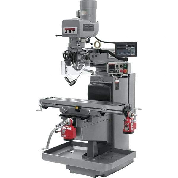 Jet - 10" Table Width x 50" Table Length, Electronic Variable Speed Control, 3 Phase Knee Milling Machine - 3 hp - USA Tool & Supply