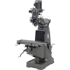 Jet - 9" Table Width x 42" Table Length, Step Pulley Control, 3 Phase Knee Milling Machine - 2 hp - USA Tool & Supply