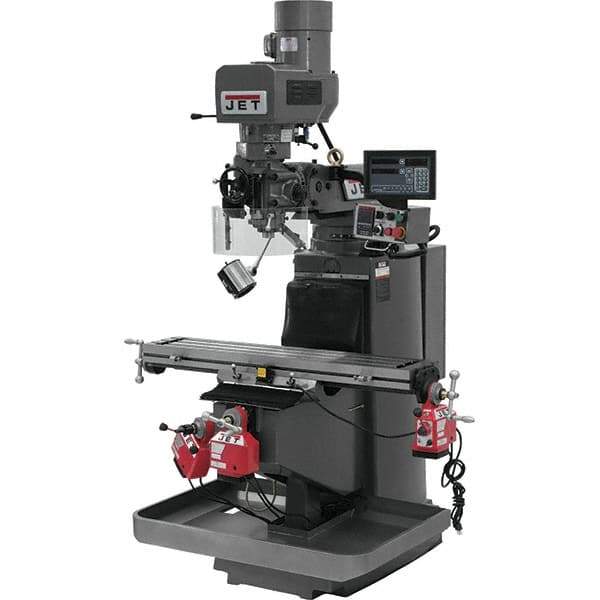 Jet - 9" Table Width x 49" Table Length, Electronic Variable Speed Control, 3 Phase Knee Milling Machine - 3 hp - USA Tool & Supply