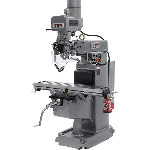 Jet - 10" Table Width x 50" Table Length, Electronic Variable Speed Control, 3 Phase Knee Milling Machine - 3 hp - USA Tool & Supply