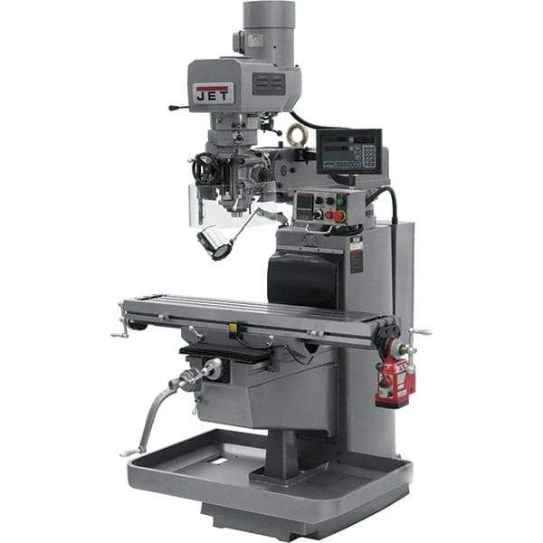 Jet - 10" Table Width x 50" Table Length, Electronic Variable Speed Control, 3 Phase Knee Milling Machine - 3 hp - USA Tool & Supply