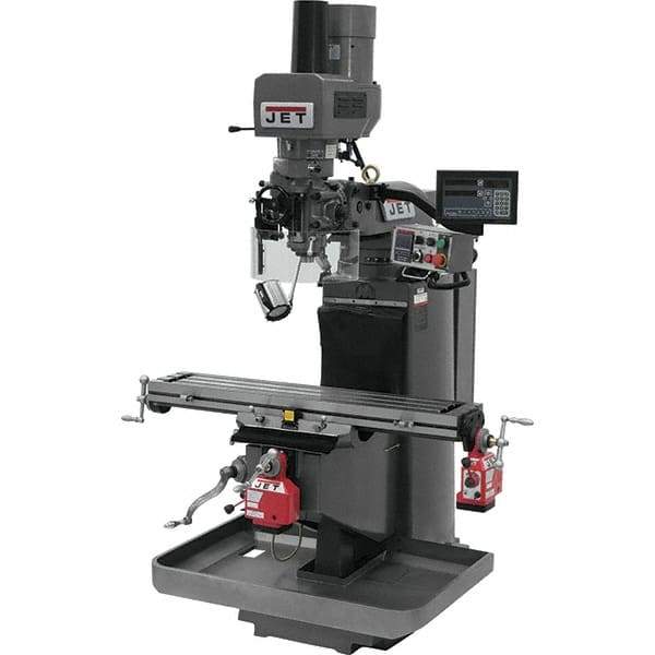 Jet - 9" Table Width x 49" Table Length, Electronic Variable Speed Control, 3 Phase Knee Milling Machine - 3 hp - USA Tool & Supply