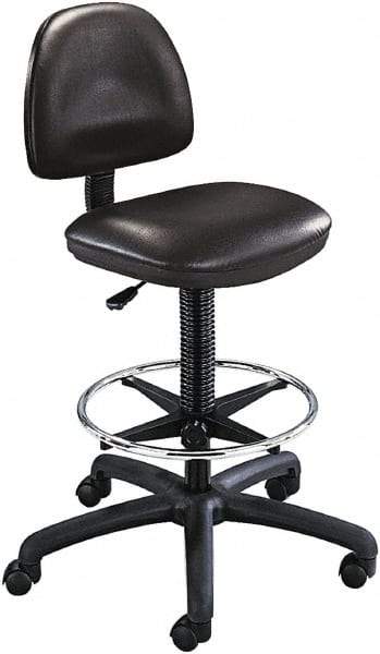 Safco - 25 Inch Wide x 25 Inch Deep x 54 Inch High, Swivel Base, Drafting Chair Stool - Vinyl Seat, Black - USA Tool & Supply