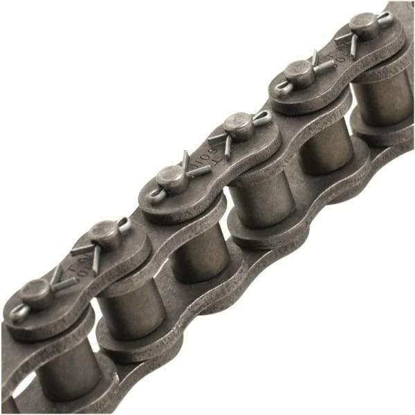 Tritan - 1" Pitch, ANSI 80, Cottered Single Strand Roller Chain - Chain No. 80C, 12,747 Lb. Capacity, 10 Ft. Long, 5/8" Roller Diam, 0.62" Roller Width - USA Tool & Supply