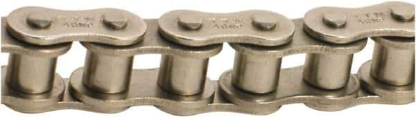 Tritan - 1/4" Pitch, ANSI 25, Single Strand Roller Chain - Chain No. 25NP, 787 Lb. Capacity, 100 Ft. Long, 0.13" Roller Diam, 1/8" Roller Width - USA Tool & Supply