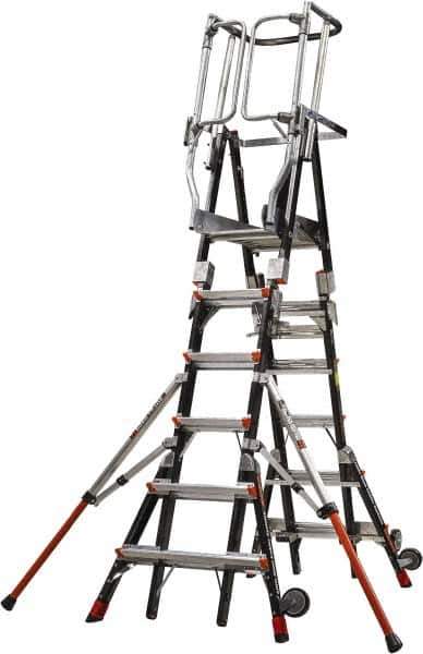 Little Giant Ladder - 6 Steps, 10' 7"' High, Type IAA Rating, Fiberglass Step Ladder - 375 Lb Load Capacity, 42" Base Width - USA Tool & Supply