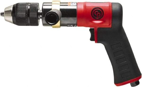 Chicago Pneumatic - 1/2" Keyless Chuck - Pistol Grip Handle, 600 RPM, 0.5 hp, 90 psi - USA Tool & Supply