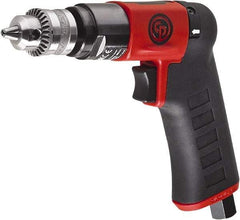 Chicago Pneumatic - 1/4" Reversible Keyed Chuck - Pistol Grip Handle, 2,800 RPM, 0.3 hp, 90 psi - USA Tool & Supply