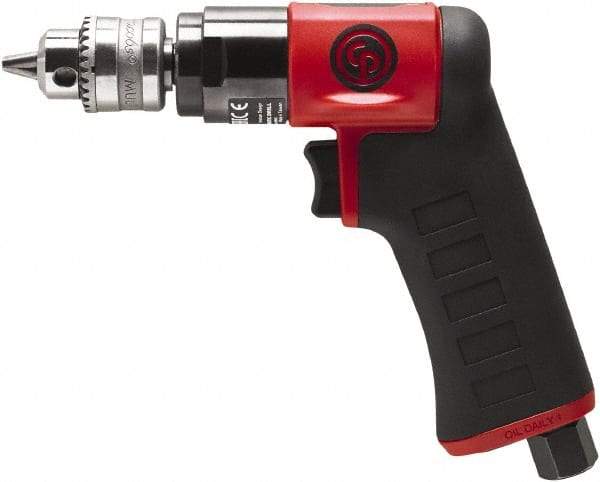 Chicago Pneumatic - 1/4" Keyed Chuck - Pistol Grip Handle, 3,300 RPM, 0.3 hp, 90 psi - USA Tool & Supply