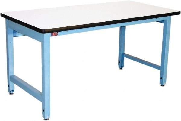 Proline - 72 Wide x 30" Deep x 36" High, Plastic Laminate Workbench - Adjustable Height Legs, Blue - USA Tool & Supply