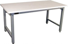 Proline - 72 Wide x 30" Deep x 36" High, Plastic Laminate Workbench - Adjustable Height Legs, Gray - USA Tool & Supply