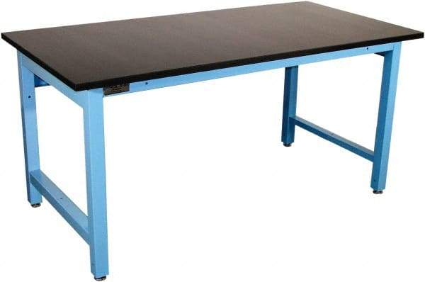 Proline - 72 Wide x 30" Deep x 36" High, Epoxy Resin Workbench - Adjustable Height Legs, Blue - USA Tool & Supply