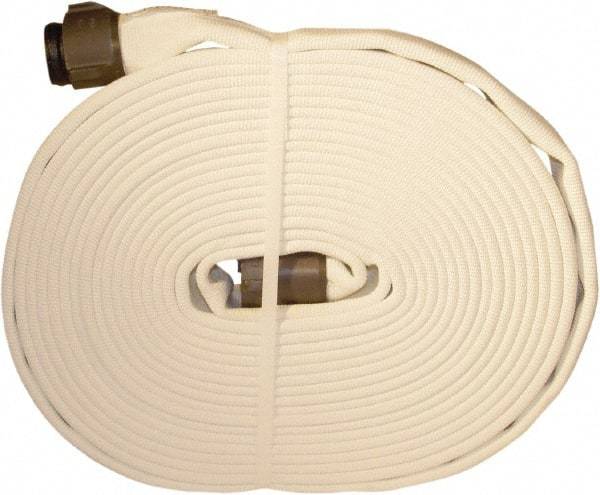 Dixon Valve & Coupling - 1-1/2" ID, 360 Working psi, White Polyester Fire Hose - Male x Female NST (NH) Ends, 50' Long, 1,080 Burst psi - USA Tool & Supply