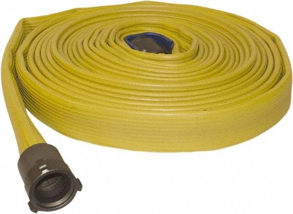 Dixon Valve & Coupling - 1-1/2" ID, 225 Working psi, White Polyester Fire Hose - Male x Female NST (NH) Ends, 50' Long, 675 Burst psi - USA Tool & Supply