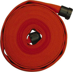 Dixon Valve & Coupling - 1-1/2" ID, 225 Working psi, Orange Polyester/Rubber Fire Hose, Single Jacket - Male x Female NPSH Ends, 50' Long, 675 Burst psi - USA Tool & Supply