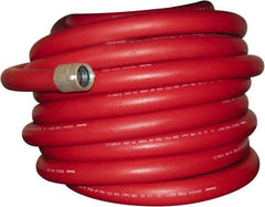 Dixon Valve & Coupling - 1-1/2" ID, 225 Working psi, Red Polyester/Rubber Fire Hose, Single Jacket - Male x Female NPSH Ends, 50' Long, 675 Burst psi - USA Tool & Supply