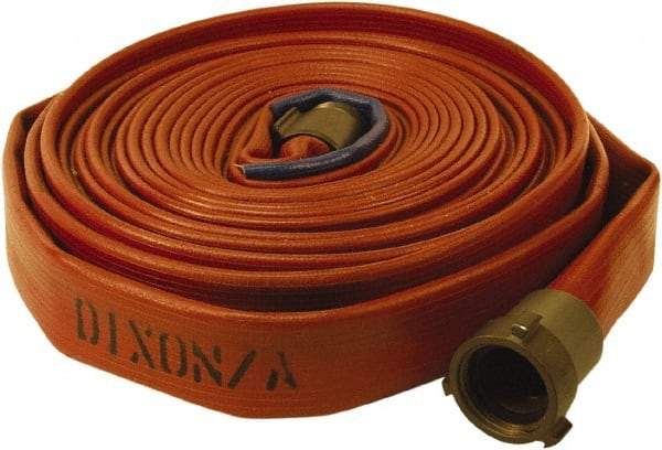 Dixon Valve & Coupling - 1" ID, 225 Working psi, White Polyester/Rubber Fire Hose, Single Jacket - Male x Female NPSH Ends, 100' Long, 675 Burst psi - USA Tool & Supply