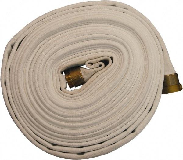 Dixon Valve & Coupling - 1-1/2" ID, 225 Working psi, White Polyester Fire Hose - Male x Female NST (NH) Ends, 100' Long, 675 Burst psi - USA Tool & Supply