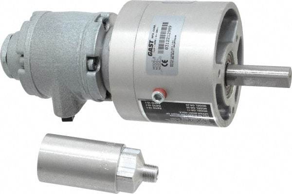 Gast - 1/3 hp Reversible Face Air Actuated Motor - 15:1 Gear Ratio, 400 Max RPM, 7.31" OAL, 1/2" Shaft Diam - USA Tool & Supply