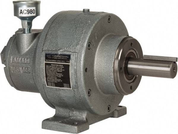 Gast - 1-1/2 hp Reversible Face/Foot Air Actuated Motor - 10:1 Gear Ratio, 300 Max RPM, 11.56" OAL, 1" Shaft Diam - USA Tool & Supply