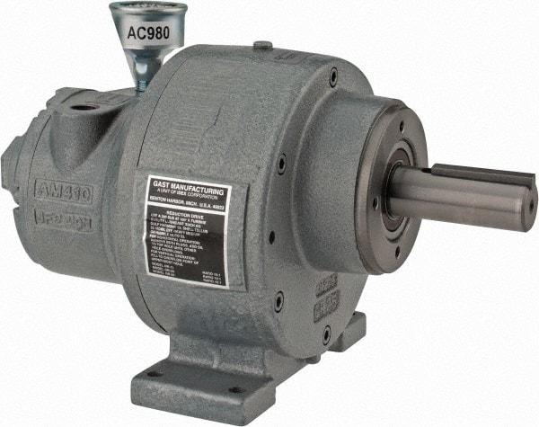 Gast - 1-1/4 hp Reversible Face/Foot Air Actuated Motor - 15:1 Gear Ratio, 200 Max RPM, 11.56" OAL, 1" Shaft Diam - USA Tool & Supply