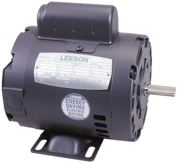 Leeson - 1-1/2 Max hp, 1,740 Max RPM, Electric AC DC Motor - 115, 208, 230 V Input, Single Phase, 145T Frame - USA Tool & Supply