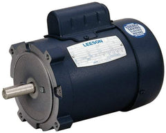 Leeson - 1-1/2 Max hp, 1,750 Max RPM, Electric AC DC Motor - 115, 208, 230 V Input, Single Phase, 56C Frame - USA Tool & Supply