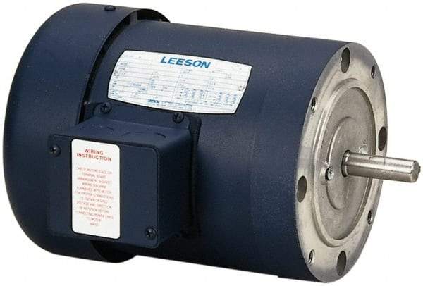 Leeson - 1/2 Max hp, 1,725 Max RPM, Electric AC DC Motor - 208-230/460 V Input, Three Phase, 56C Frame - USA Tool & Supply