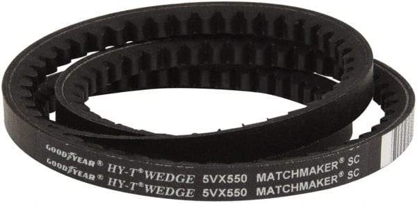 Continental ContiTech - Section 5VX, 55" Outside Length, V-Belt - Fiber Reinforced Wingprene Rubber, HY-T Wedge Matchmaker Cogged, No. 5VX550 - USA Tool & Supply