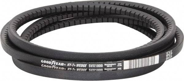 Continental ContiTech - Section 5VX, 180" Outside Length, V-Belt - Fiber Reinforced Wingprene Rubber, HY-T Wedge Matchmaker Cogged, No. 5VX1800 - USA Tool & Supply